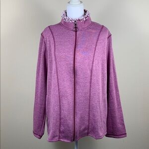 Cuddl Duds Women's Fleece Lined Full Zip Jacket Sweater Heathered Purple size XL